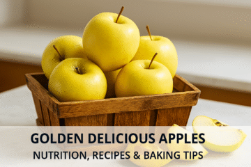 Fresh Golden Delicious apples in a basket with bright yellow-green skin and natural light background.