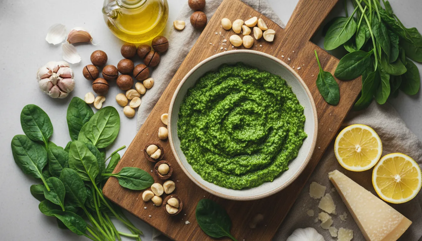 Spinach Macadamia Nut Pesto: Creamy, Healthy & Delicious!