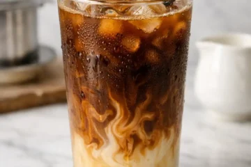 Vietnamese iced coffee starbucks style drink with condensed milk swirl