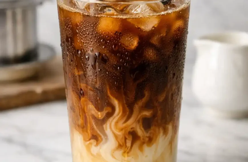 Vietnamese iced coffee starbucks style drink with condensed milk swirl